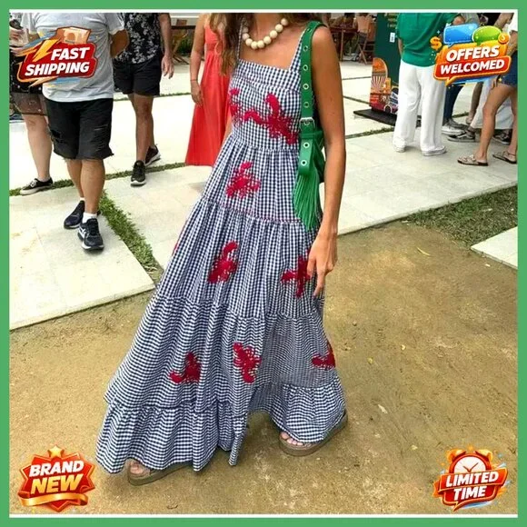 Linen Maxi Dress Flowy Ruffle Cowl Neck Summer Casual Chic Pull On - Picture 2 of 6